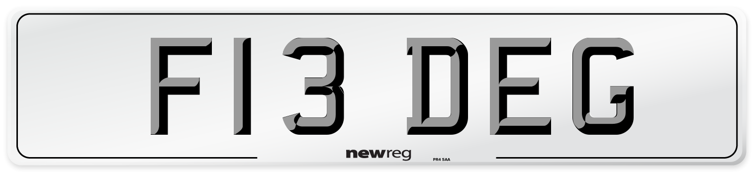 F13 DEG Number Plate from New Reg